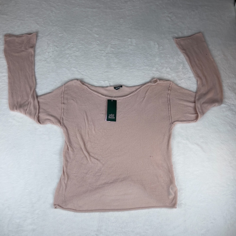 Wild Fable Sweater Women's‎ XL Light Pink Sheer Long Sleeve Boat Neck Pullover